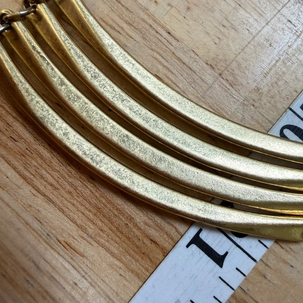 Madewell Bib Necklace Gold Tiered Statement Modern Minimalist Architectural - Picture 4 of 13